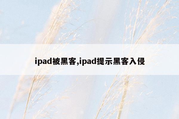 ipad被黑客,ipad提示黑客入侵