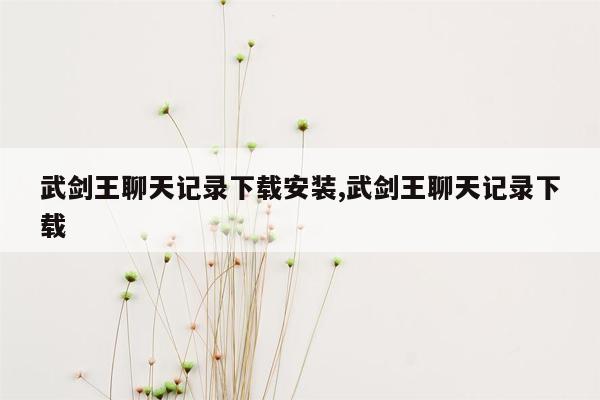 武剑王聊天记录下载安装,武剑王聊天记录下载