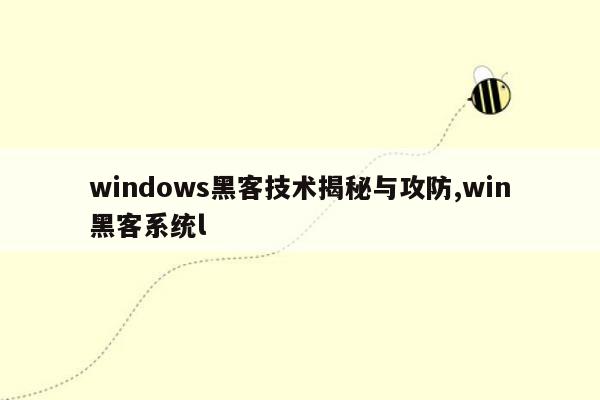 windows黑客技术揭秘与攻防,win黑客系统l