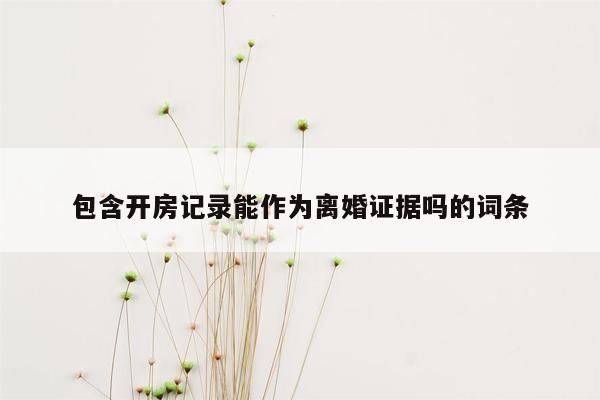 包含开房记录能作为离婚证据吗的词条