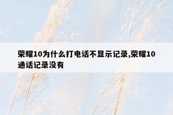 荣耀10为什么打电话不显示记录,荣耀10通话记录没有