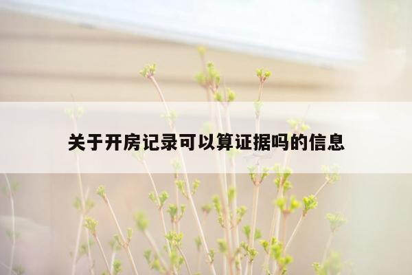 关于开房记录可以算证据吗的信息