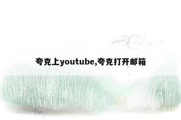 夸克上youtube,夸克打开邮箱