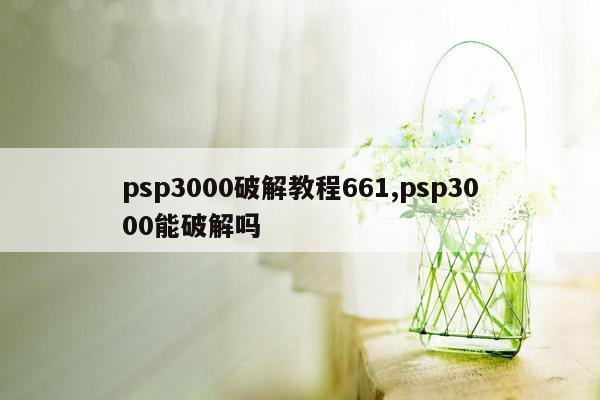 psp3000破解教程661,psp3000能破解吗