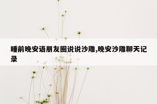 睡前晚安语朋友圈说说沙雕,晚安沙雕聊天记录