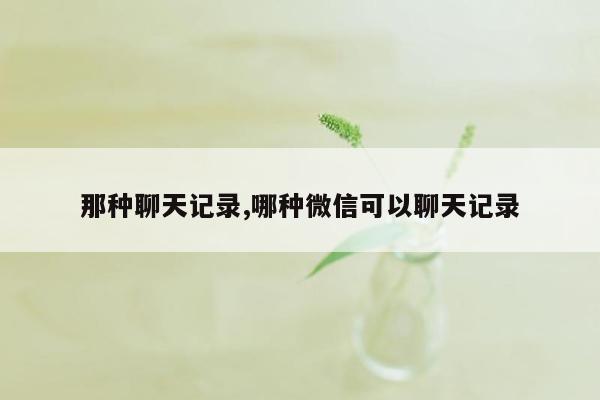 那种聊天记录,哪种微信可以聊天记录