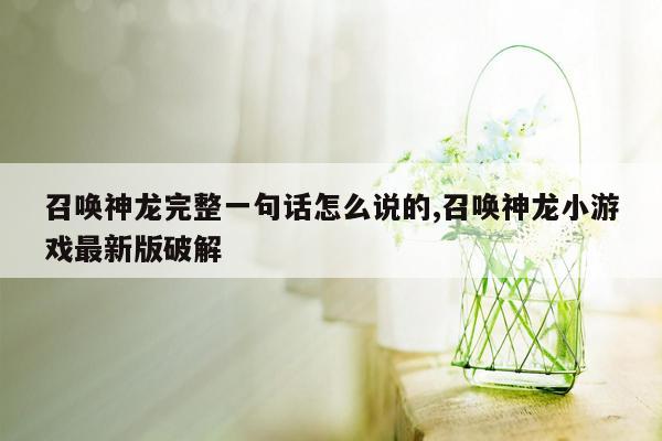 召唤神龙完整一句话怎么说的,召唤神龙小游戏最新版破解