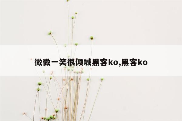 微微一笑很倾城黑客ko,黑客ko