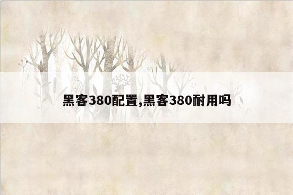 黑客380配置,黑客380耐用吗