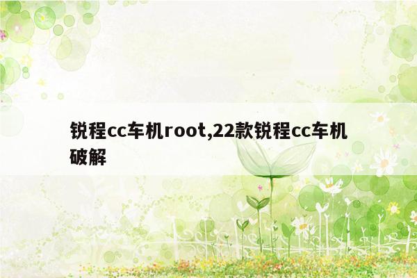 锐程cc车机root,22款锐程cc车机破解