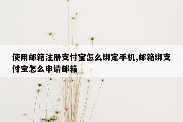 使用邮箱注册支付宝怎么绑定手机,邮箱绑支付宝怎么申请邮箱