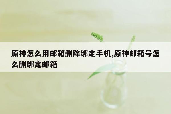 原神怎么用邮箱删除绑定手机,原神邮箱号怎么删绑定邮箱