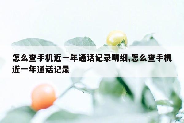 怎么查手机近一年通话记录明细,怎么查手机近一年通话记录