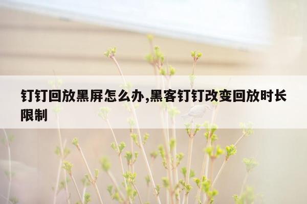 钉钉回放黑屏怎么办,黑客钉钉改变回放时长限制