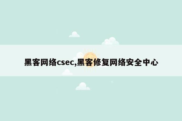 黑客网络csec,黑客修复网络安全中心