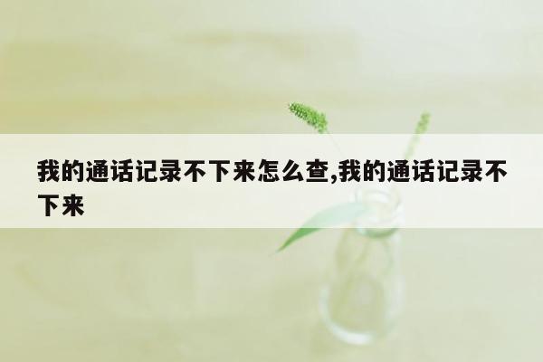 我的通话记录不下来怎么查,我的通话记录不下来