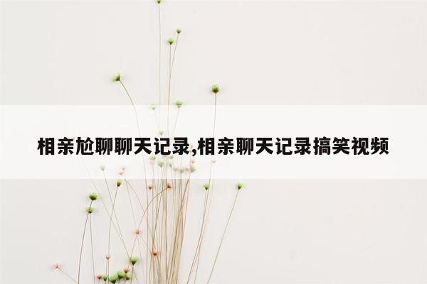 相亲尬聊聊天记录,相亲聊天记录搞笑视频