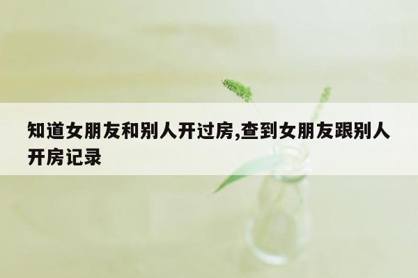 知道女朋友和别人开过房,查到女朋友跟别人开房记录