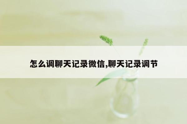 怎么调聊天记录微信,聊天记录调节