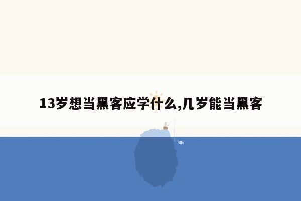 13岁想当黑客应学什么,几岁能当黑客