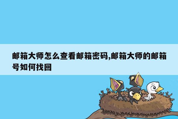 邮箱大师怎么查看邮箱密码,邮箱大师的邮箱号如何找回