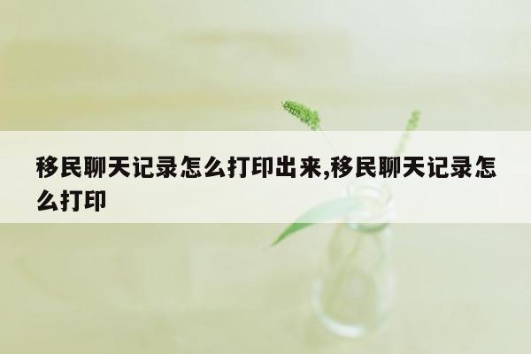 移民聊天记录怎么打印出来,移民聊天记录怎么打印