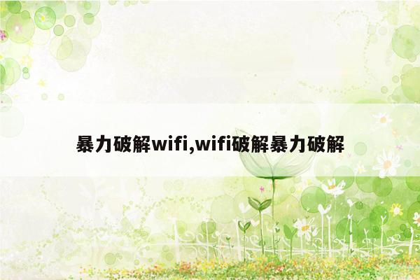 暴力破解wifi,wifi破解暴力破解