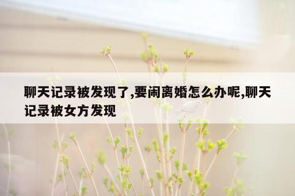 聊天记录被发现了,要闹离婚怎么办呢,聊天记录被女方发现