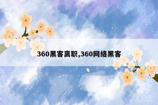 360黑客离职,360网络黑客