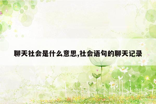 聊天社会是什么意思,社会语句的聊天记录