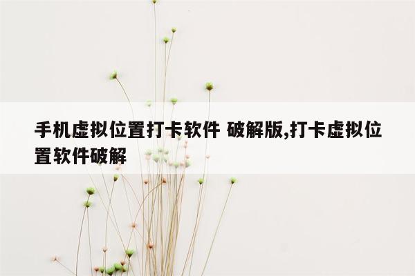 手机虚拟位置打卡软件 破解版,打卡虚拟位置软件破解