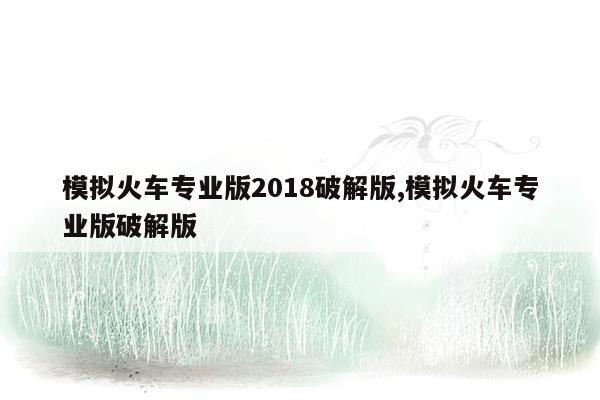 模拟火车专业版2018破解版,模拟火车专业版破解版