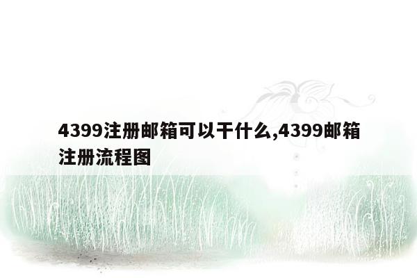 4399注册邮箱可以干什么,4399邮箱注册流程图