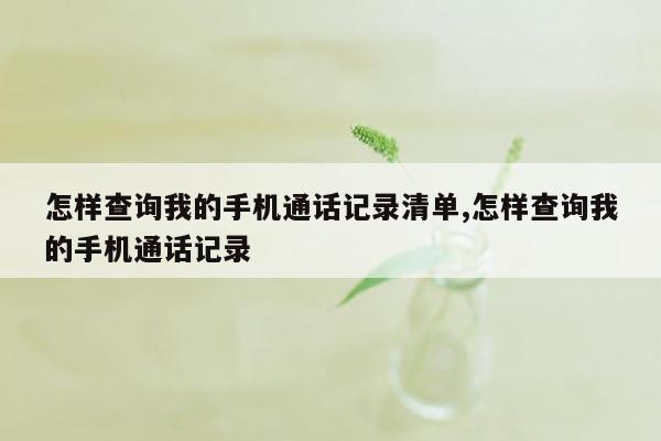 怎样查询我的手机通话记录清单,怎样查询我的手机通话记录