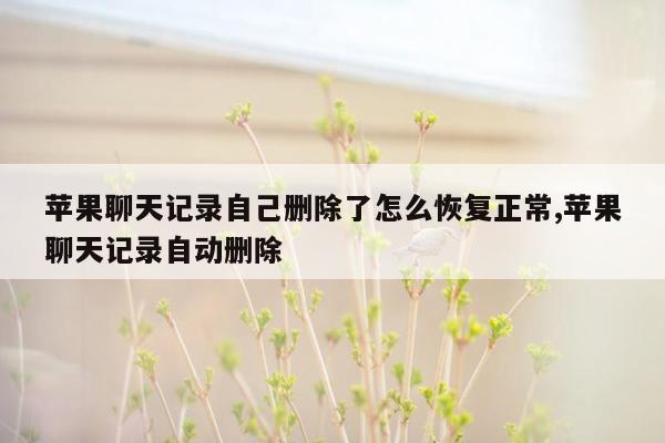 苹果聊天记录自己删除了怎么恢复正常,苹果聊天记录自动删除