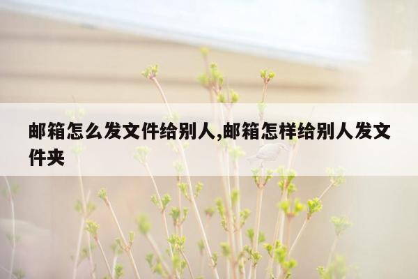 邮箱怎么发文件给别人,邮箱怎样给别人发文件夹