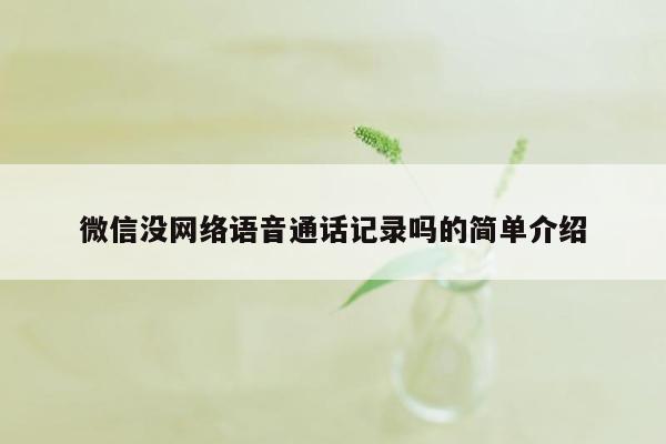 微信没网络语音通话记录吗的简单介绍