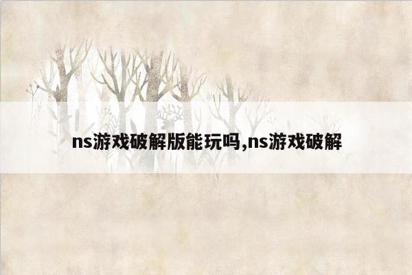 ns游戏破解版能玩吗,ns游戏破解