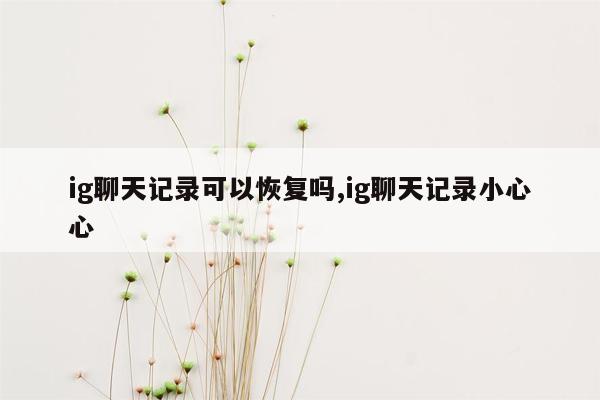 ig聊天记录可以恢复吗,ig聊天记录小心心