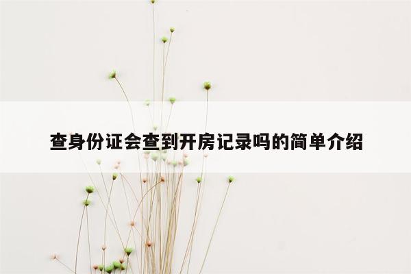 查身份证会查到开房记录吗的简单介绍