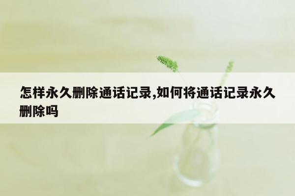 怎样永久删除通话记录,如何将通话记录永久删除吗