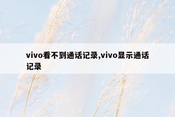 vivo看不到通话记录,vivo显示通话记录