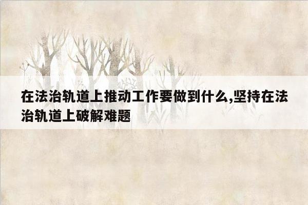 在法治轨道上推动工作要做到什么,坚持在法治轨道上破解难题