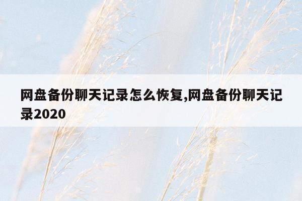 网盘备份聊天记录怎么恢复,网盘备份聊天记录2020