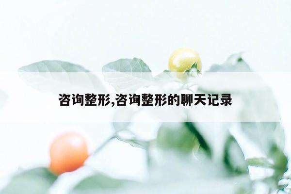 咨询整形,咨询整形的聊天记录