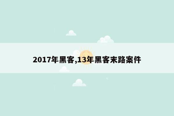 2017年黑客,13年黑客末路案件