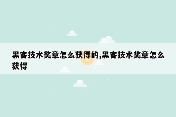 黑客技术奖章怎么获得的,黑客技术奖章怎么获得