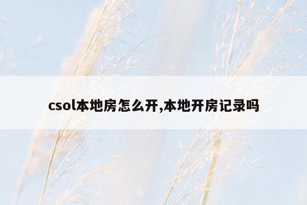 csol本地房怎么开,本地开房记录吗