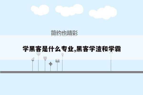 学黑客是什么专业,黑客学渣和学霸