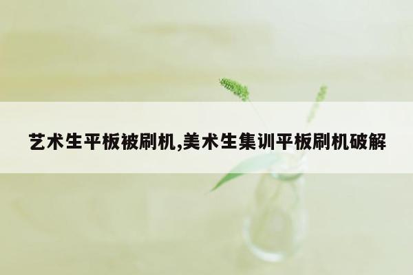 艺术生平板被刷机,美术生集训平板刷机破解